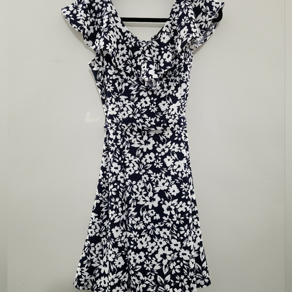 Perceptions Navy and White Floral Midi Dress - Picture 5 of 8